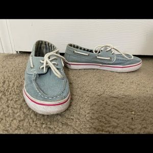 Sperry light blue boat shoes